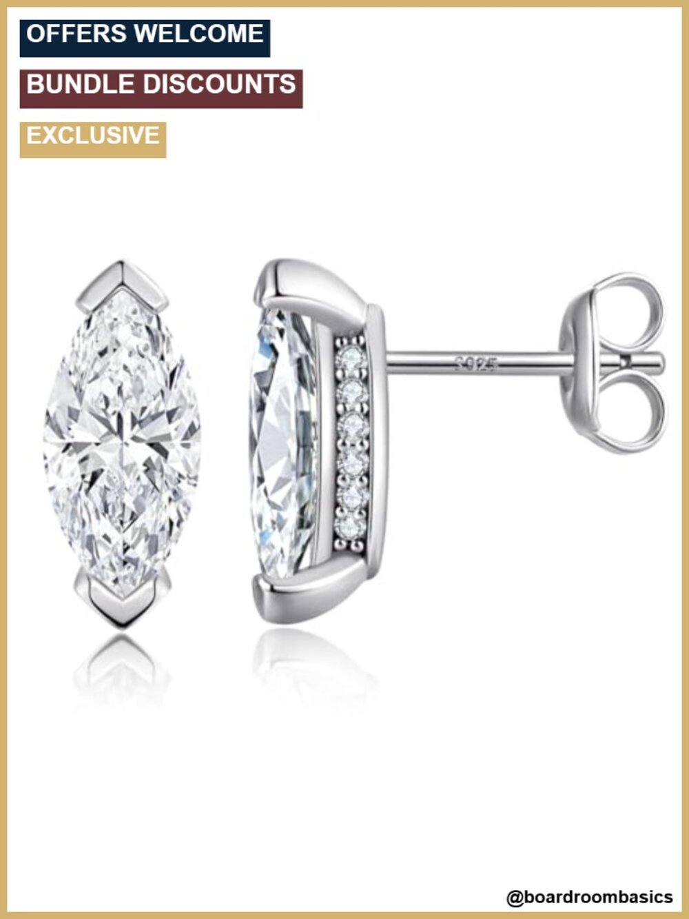 925 Sterling Silver Cubic Zirconia Stud Earrings for Women Men Hypoallergenic